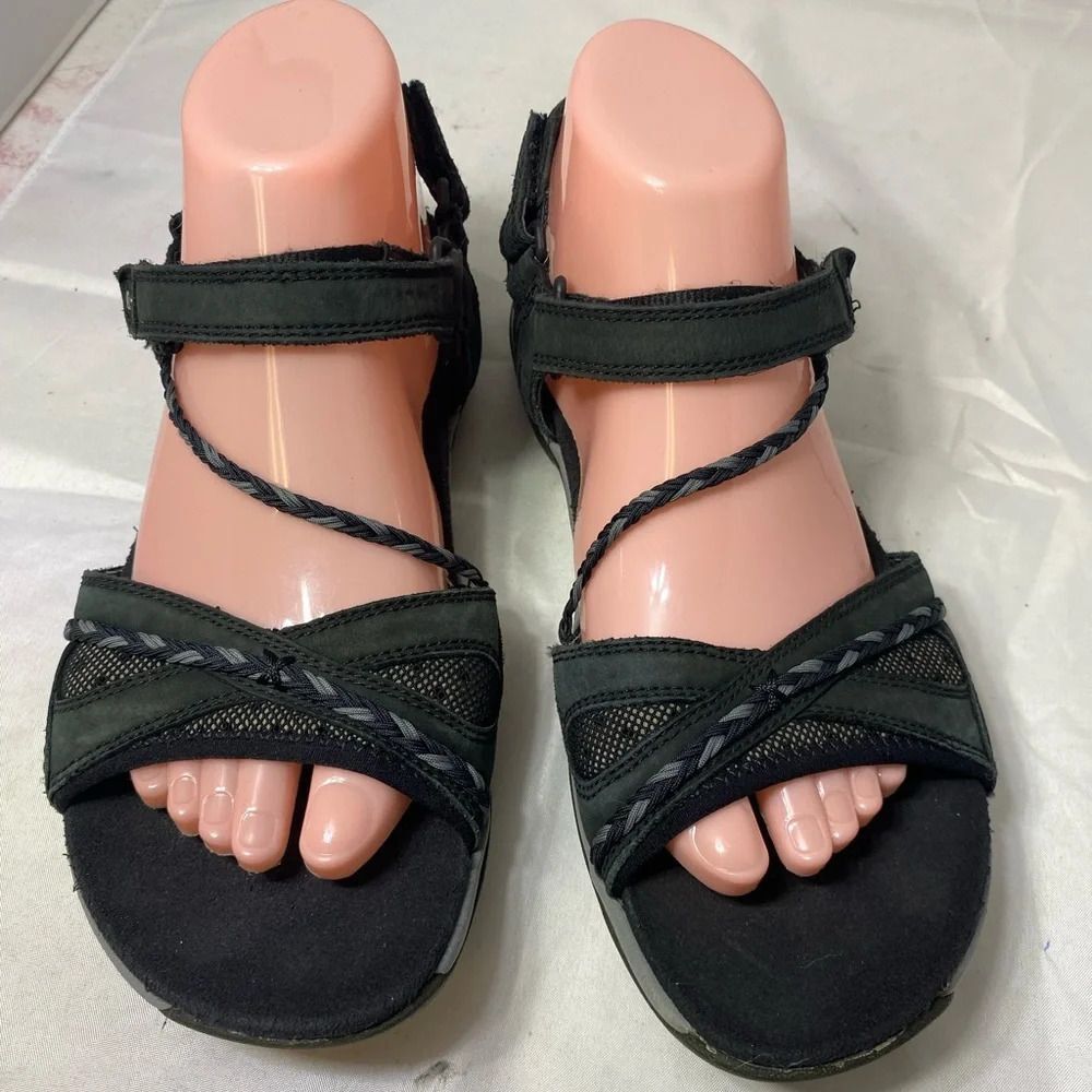 Merrell Black Leather Performance Strappy Sandals 9 - Picture 5 of 8